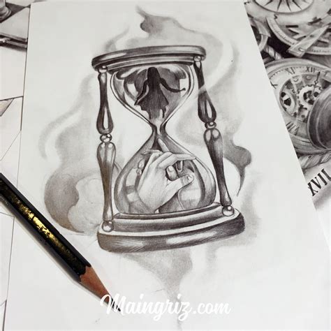 hourglass design tattoo|realistic hourglass drawing.